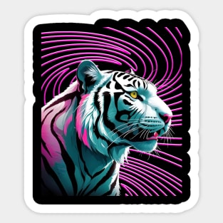 RARE WHITE TIGER BENGAL NEON COLORS Sticker